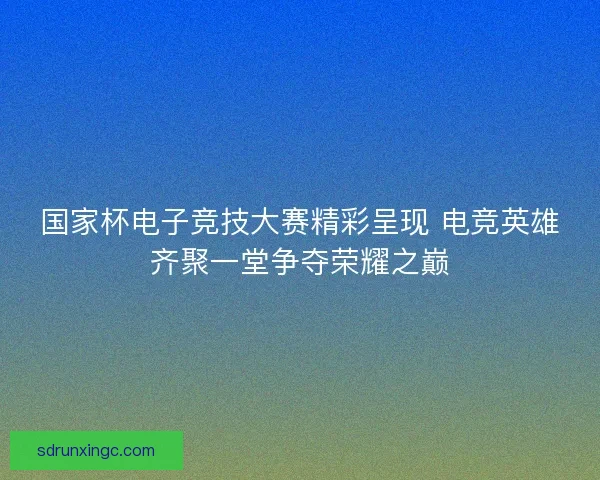 国家杯电子竞技大赛精彩呈现 电竞英雄齐聚一堂争夺荣耀之巅 国家杯电子竞技大赛精彩呈现 电竞英雄齐聚一堂争夺荣耀之巅