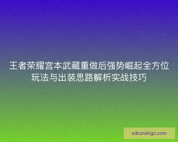 王者荣耀宫本武藏重做后强势崛起全方位玩法与出装思路解析实战技巧 王者荣耀宫本武藏重做后强势崛起全方位玩法与出装思路解析实战技巧