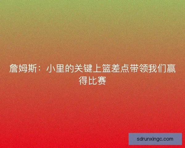 詹姆斯：小里的关键上篮差点带领我们赢得比赛