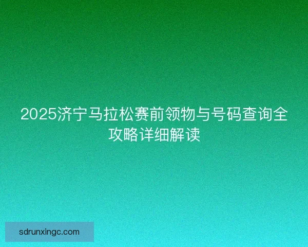 2025济宁马拉松赛前领物与号码查询全攻略详细解读