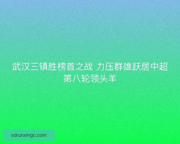 武汉三镇胜榜首之战 力压群雄跃居中超第八轮领头羊