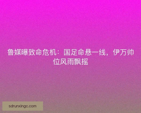 鲁媒曝致命危机：国足命悬一线，伊万帅位风雨飘摇