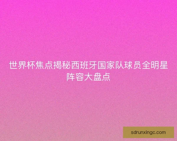 世界杯焦点揭秘西班牙国家队球员全明星阵容大盘点
